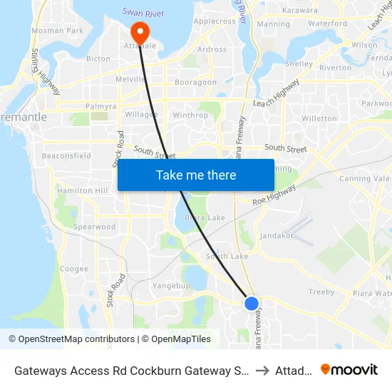 Gateways Access Rd Cockburn Gateway Shop Ctr to Attadale map