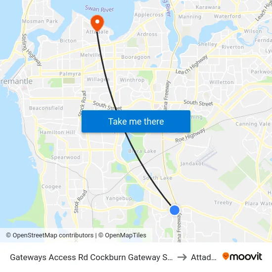 Gateways Access Rd Cockburn Gateway Shop Ctr to Attadale map
