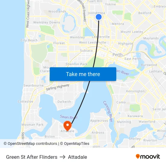 Green St After Flinders to Attadale map