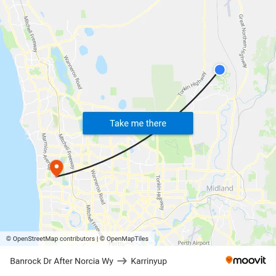Banrock Dr After Norcia Wy to Karrinyup map