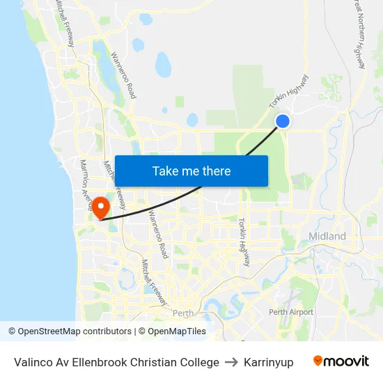 Valinco Av Ellenbrook Christian College to Karrinyup map