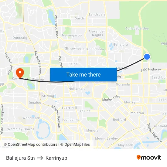 Ballajura Stn to Karrinyup map