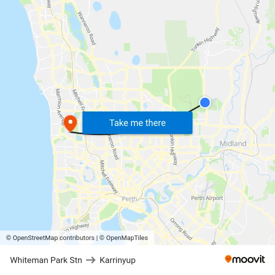 Whiteman Park Stn to Karrinyup map