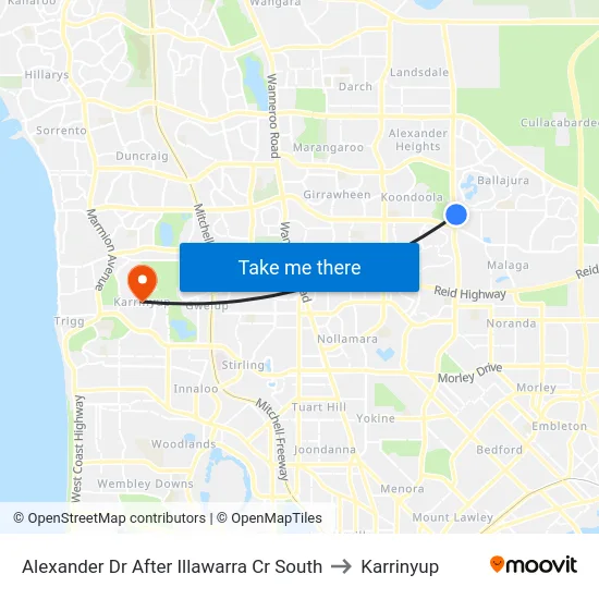 Alexander Dr After Illawarra Cr South to Karrinyup map