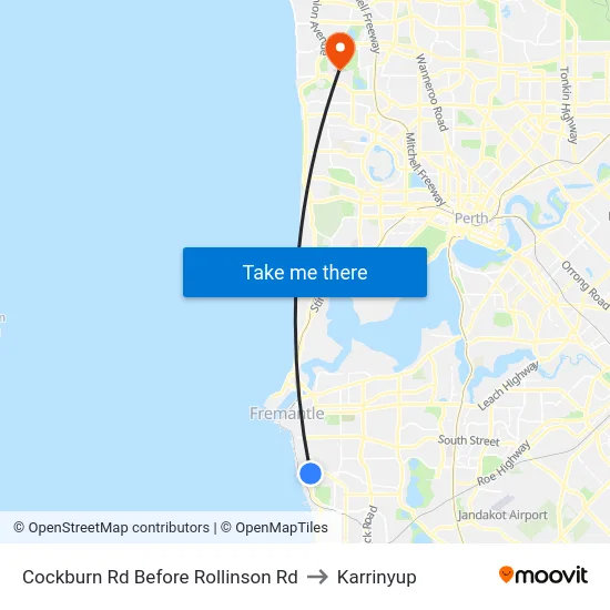 Cockburn Rd Before Rollinson Rd to Karrinyup map