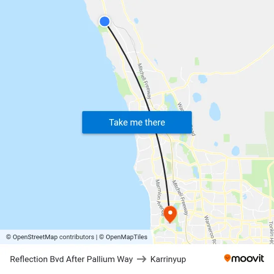 Reflection Bvd After Pallium Way to Karrinyup map