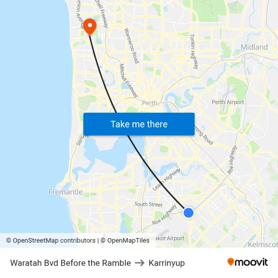 Waratah Bvd Before the Ramble to Karrinyup map