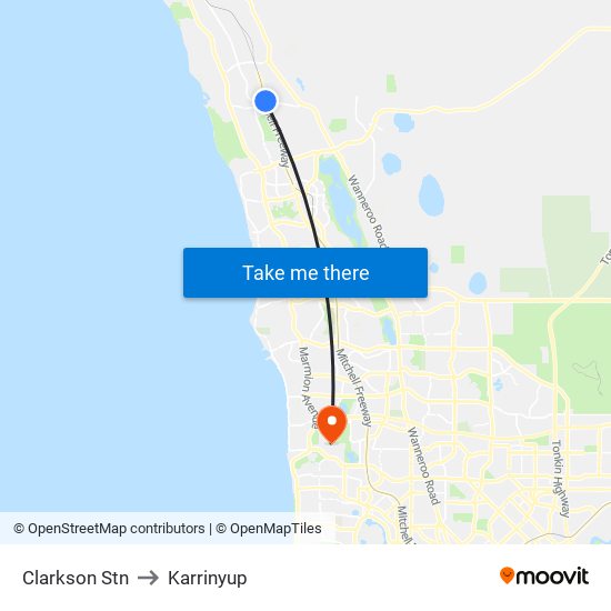 Clarkson Stn to Karrinyup map