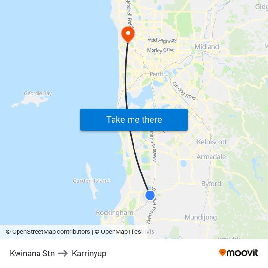 Kwinana Stn to Karrinyup map