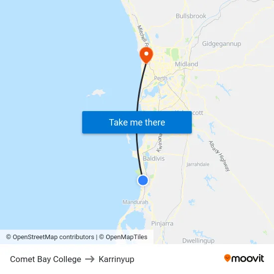 Comet Bay College to Karrinyup map