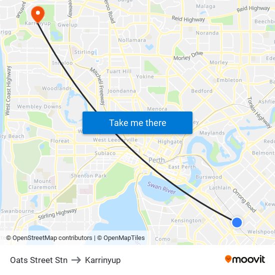 Oats Street Stn to Karrinyup map