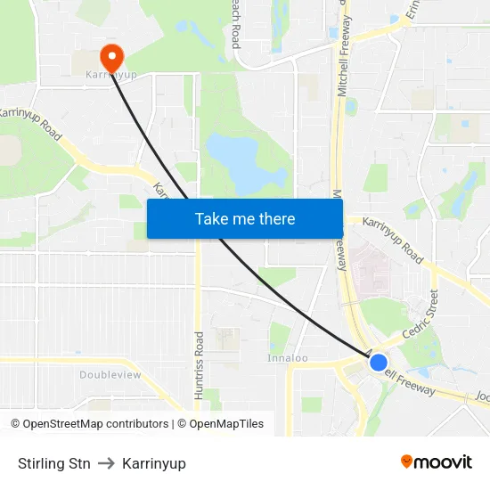 Stirling Stn to Karrinyup map