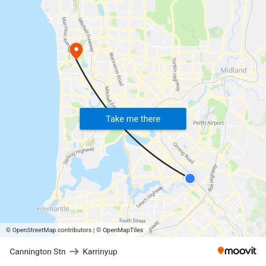 Cannington Stn to Karrinyup map