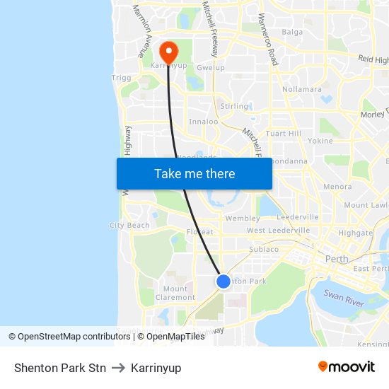Shenton Park Stn to Karrinyup map