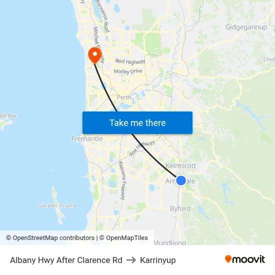 Albany Hwy After Clarence Rd to Karrinyup map