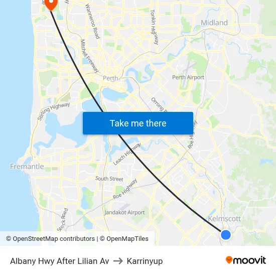 Albany Hwy After Lilian Av to Karrinyup map