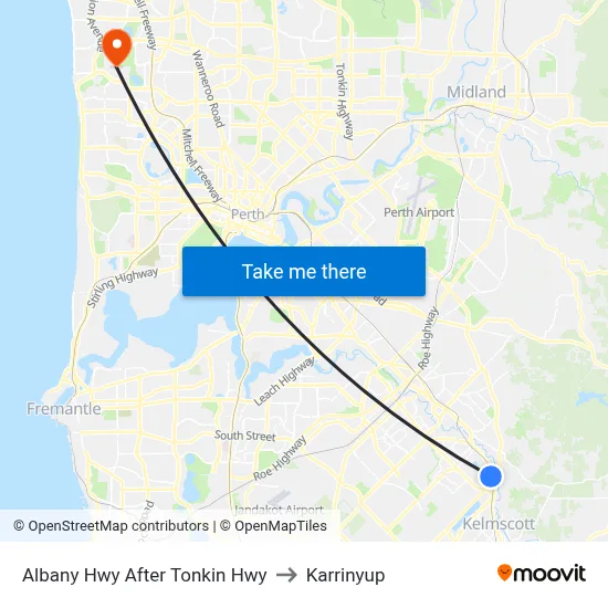 Albany Hwy After Tonkin Hwy to Karrinyup map