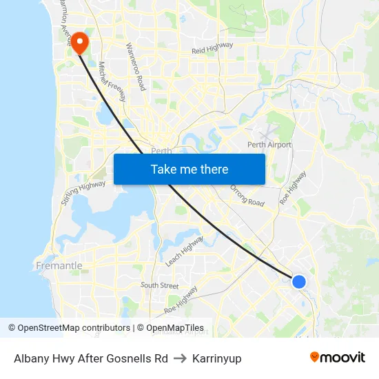 Albany Hwy After Gosnells Rd to Karrinyup map