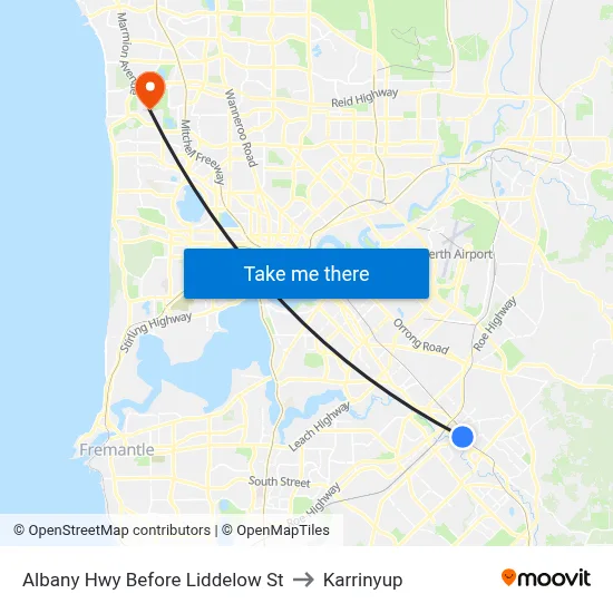 Albany Hwy Before Liddelow St to Karrinyup map