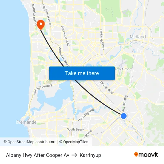 Albany Hwy After Cooper Av to Karrinyup map