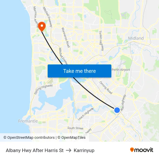Albany Hwy After Harris St to Karrinyup map