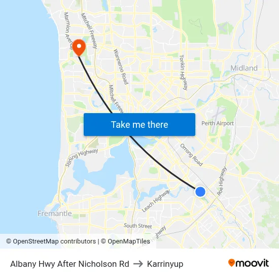 Albany Hwy After Nicholson Rd to Karrinyup map