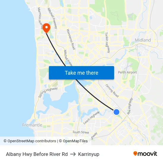 Albany Hwy Before River Rd to Karrinyup map