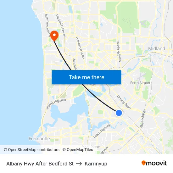 Albany Hwy After Bedford St to Karrinyup map