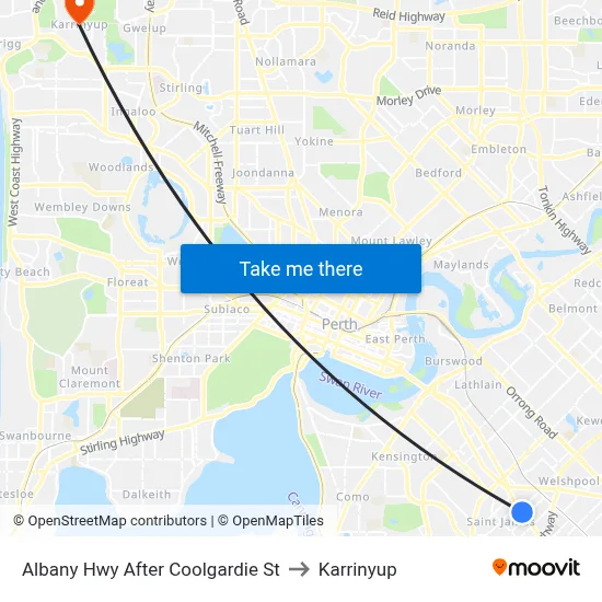 Albany Hwy After Coolgardie St to Karrinyup map