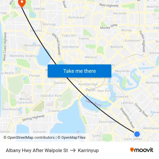 Albany Hwy After Walpole St to Karrinyup map
