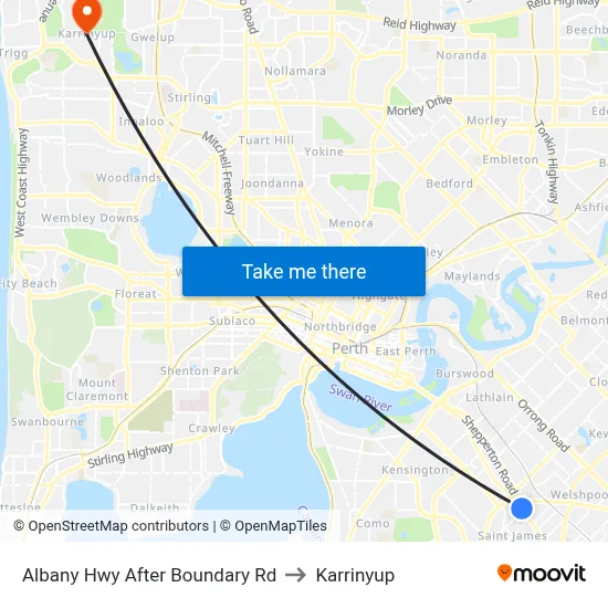 Albany Hwy After Boundary Rd to Karrinyup map
