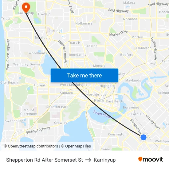 Shepperton Rd After Somerset St to Karrinyup map