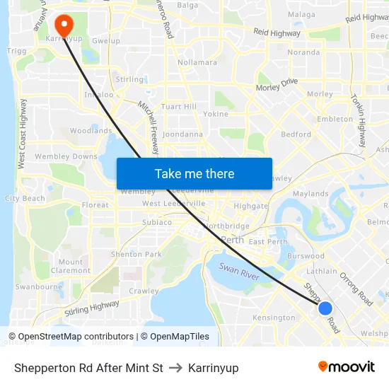 Shepperton Rd After Mint St to Karrinyup map