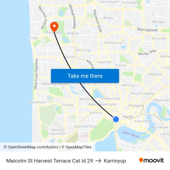 Malcolm St Harvest Terrace Cat Id 29 to Karrinyup map