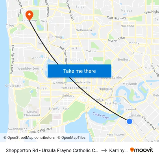 Shepperton Rd - Ursula Frayne Catholic Coll Sen to Karrinyup map
