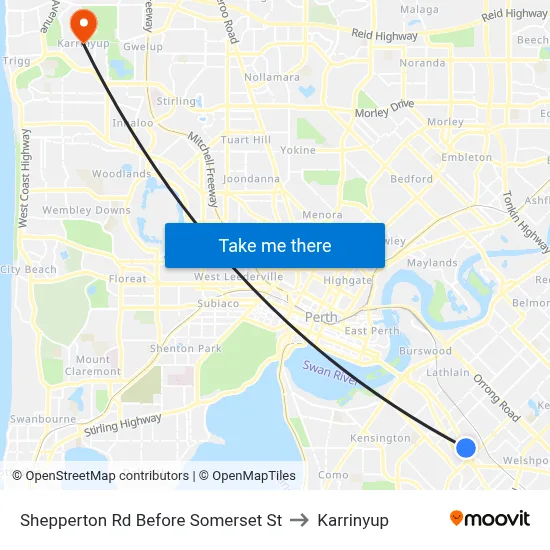 Shepperton Rd Before Somerset St to Karrinyup map