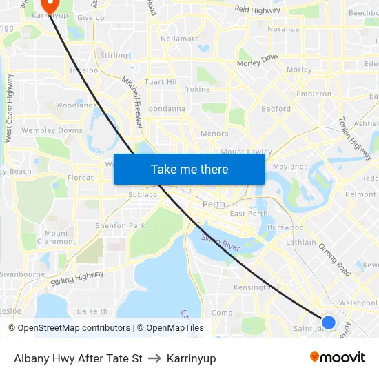Albany Hwy After Tate St to Karrinyup map