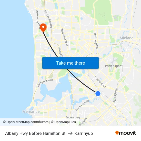 Albany Hwy Before Hamilton St to Karrinyup map
