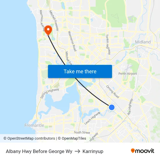 Albany Hwy Before George Wy to Karrinyup map