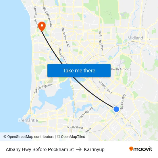 Albany Hwy Before Peckham St to Karrinyup map