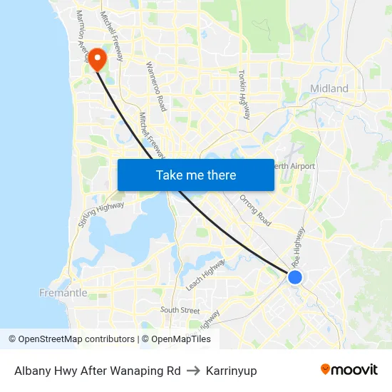 Albany Hwy After Wanaping Rd to Karrinyup map
