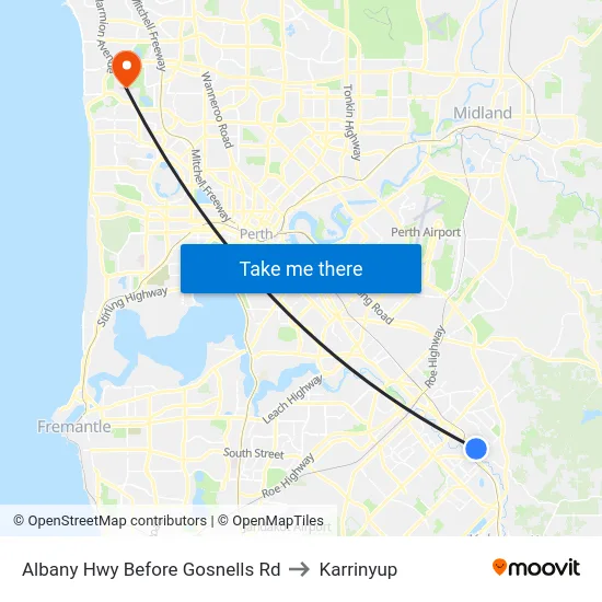 Albany Hwy Before Gosnells Rd to Karrinyup map