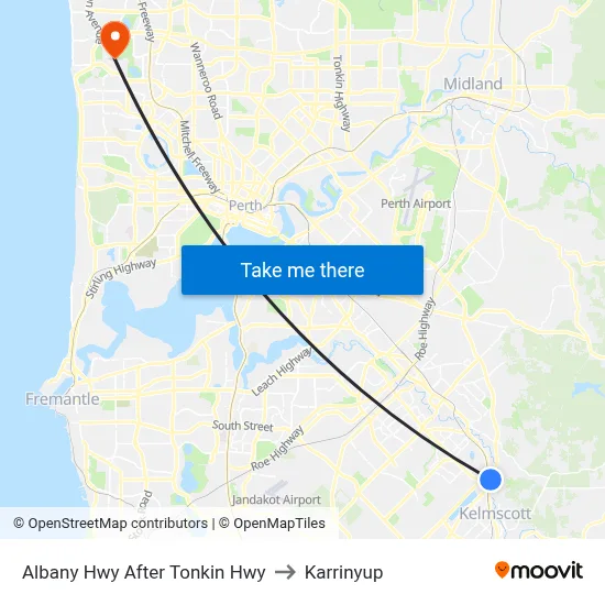 Albany Hwy After Tonkin Hwy to Karrinyup map