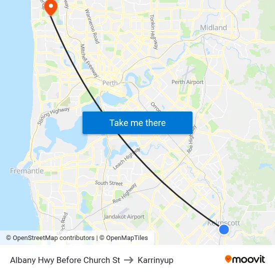 Albany Hwy Before Church St to Karrinyup map