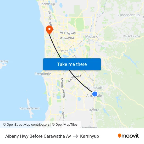 Albany Hwy Before Carawatha Av to Karrinyup map