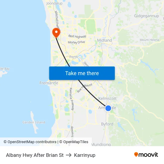 Albany Hwy After Brian St to Karrinyup map