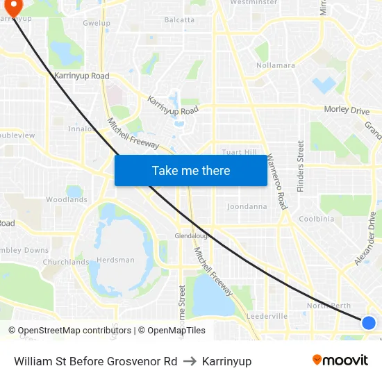 William St Before Grosvenor Rd to Karrinyup map