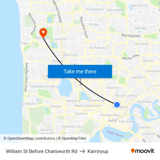 William St Before Chatsworth Rd to Karrinyup map