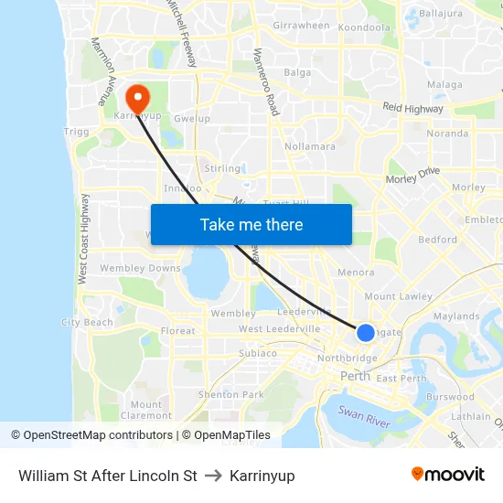 William St After Lincoln St to Karrinyup map