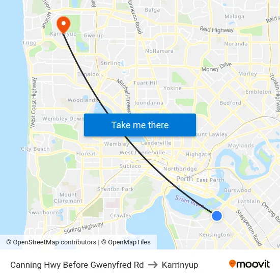 Canning Hwy Before Gwenyfred Rd to Karrinyup map